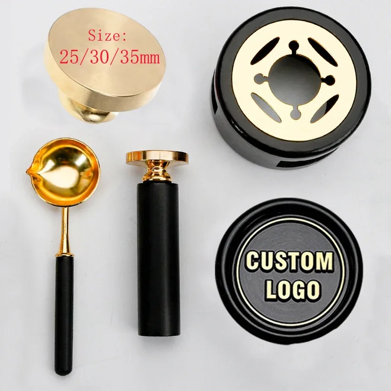 Kit contents: brass stamp head, handle, melting spoon and wax warmer